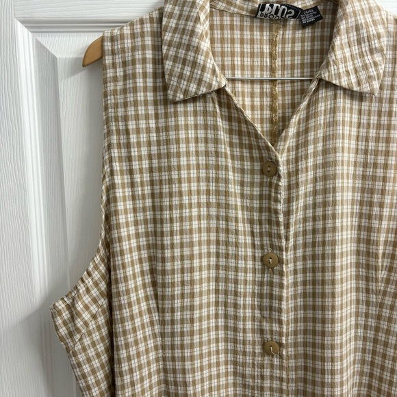 Vintage Button Front Shirt Dress Maxi Sleeveless Plus Size 24 Twee - Picture 5 of 6